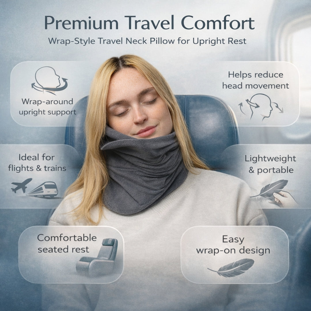 Oreiller de voyage enveloppant pour soutenir la nuque et maintenir une position assise