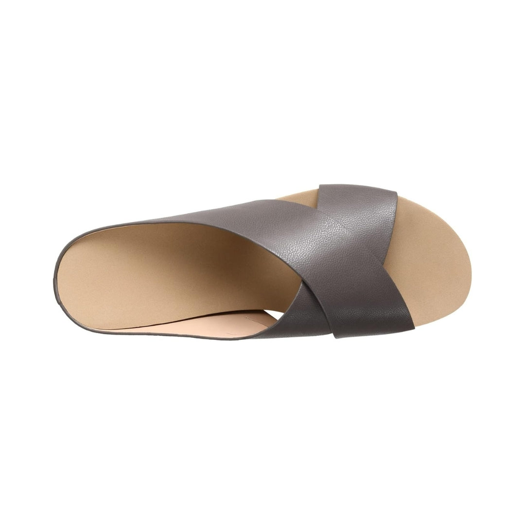 Sandales plates à plateforme croisée pour femmes, avec design à enfiler, avec semelle en liège