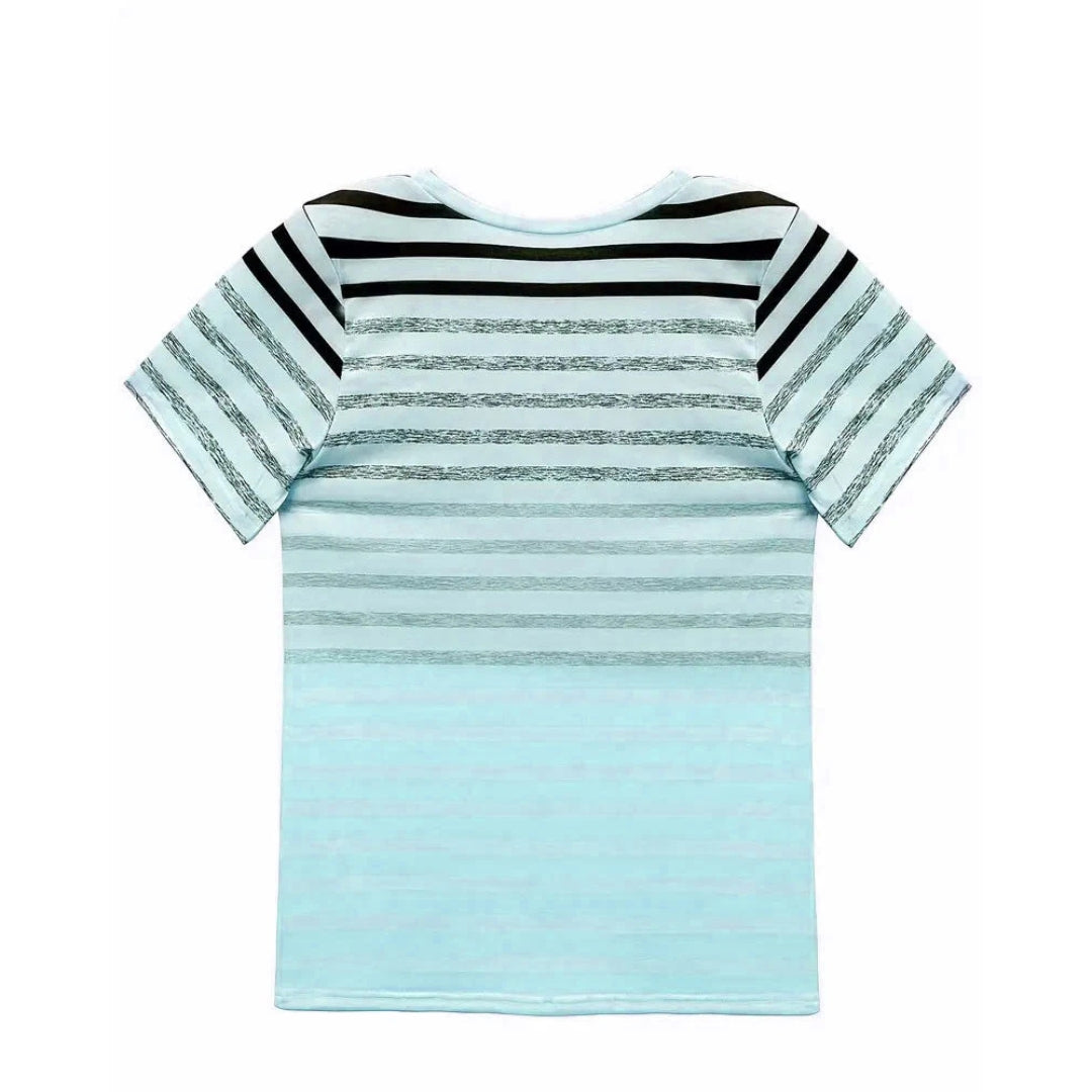 T-shirt à rayures dégradées pour femme – Confort léger et style estival
