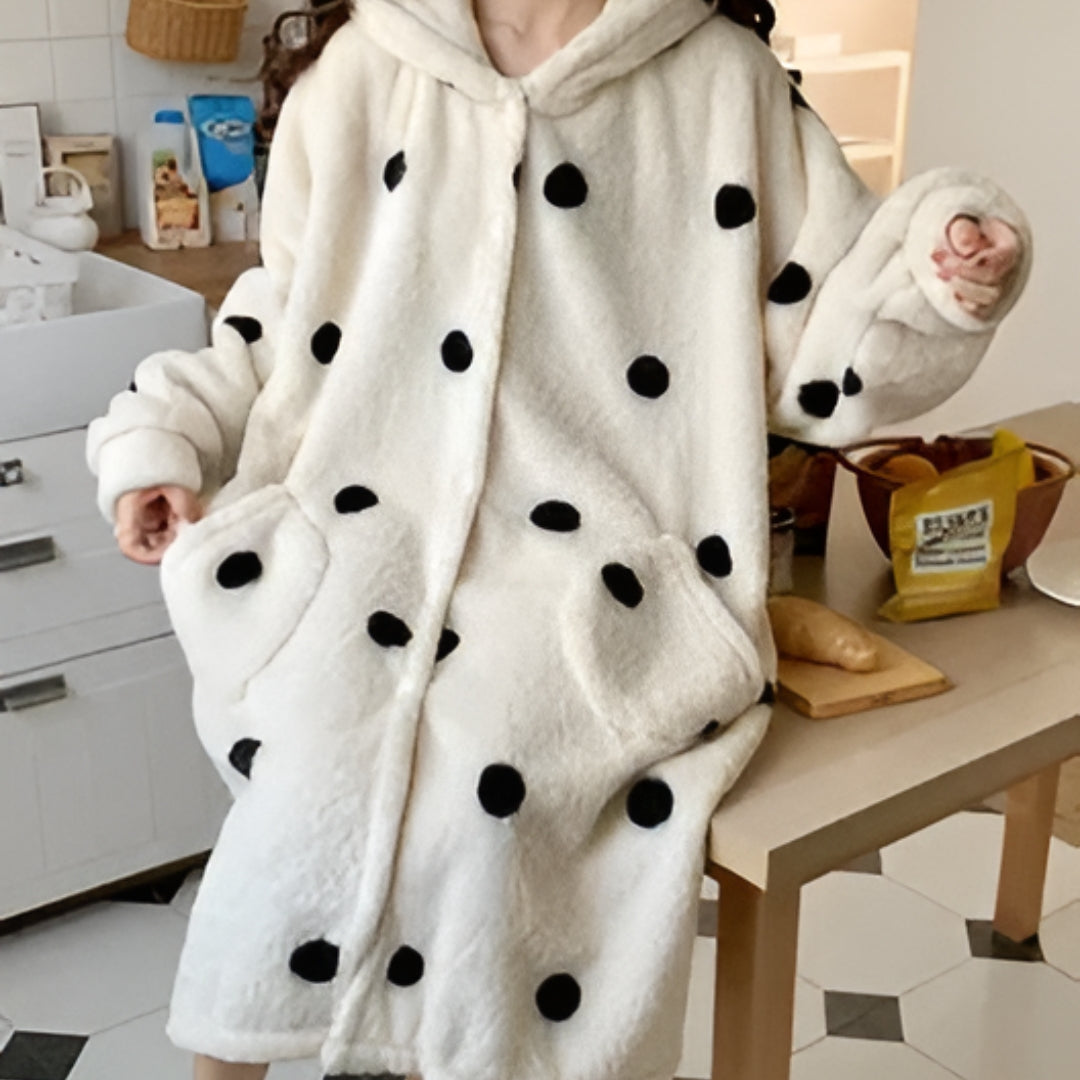 Peignoir à capuche et manches longues pour femme, style hivernal