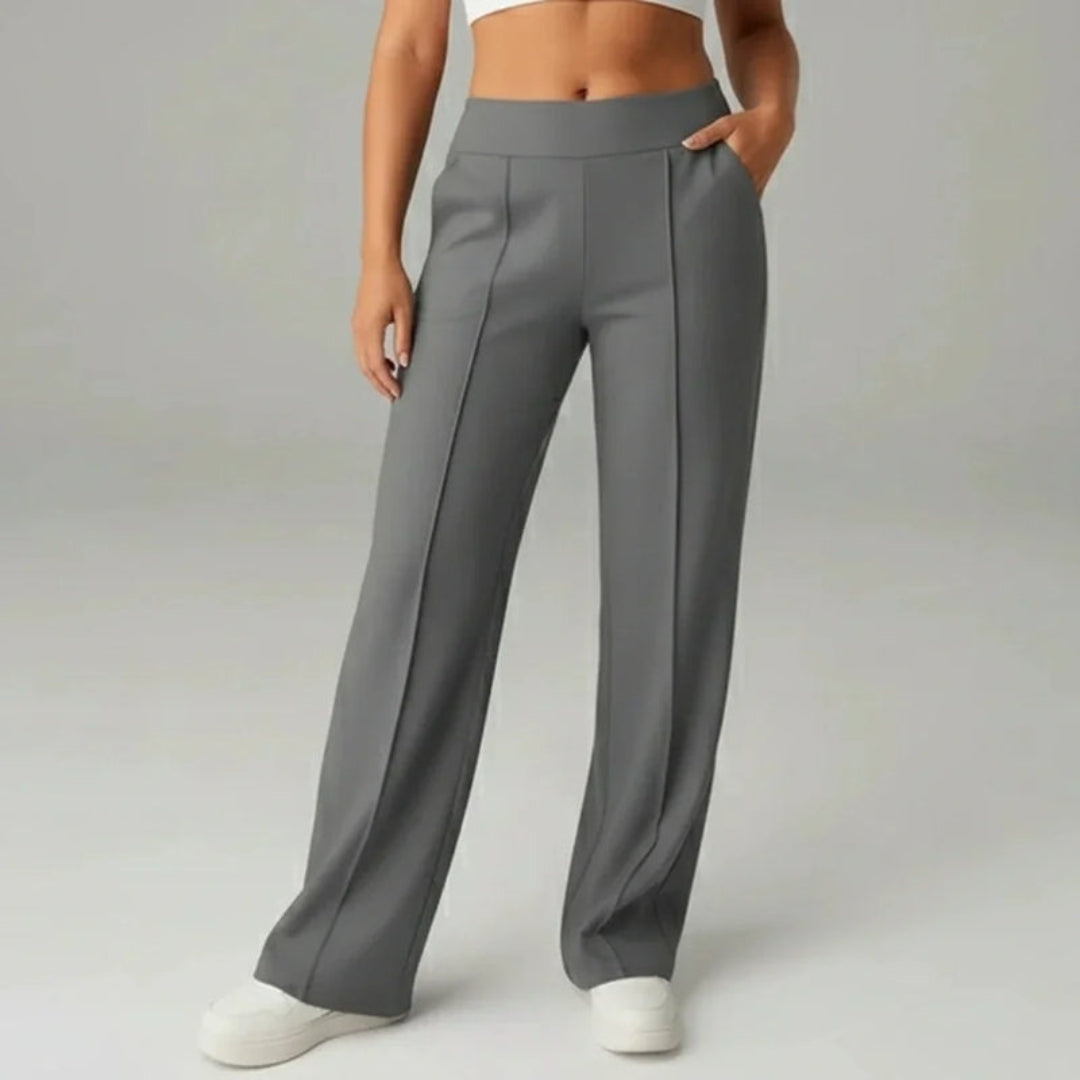 Pantalon Stretch Taille Haute Femme – Coupe Large Confort & Élégance