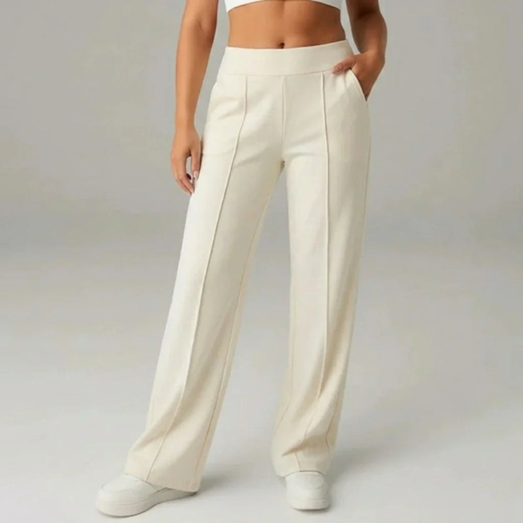 Pantalon Stretch Taille Haute Femme – Coupe Large Confort & Élégance