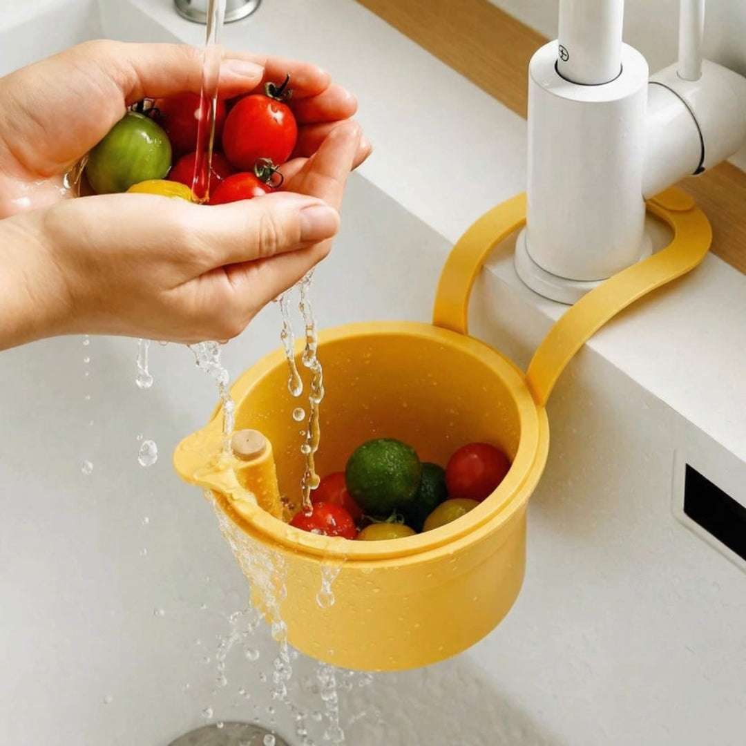 Panier Égouttoir Suspendu pour Évier – Filtration Intelligente & Vidange en Un Clic