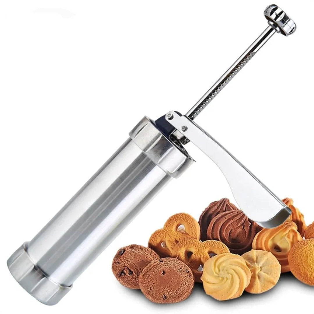 Presse à biscuits en aluminium et à sablés – avec 20 moules et 4 embouts
