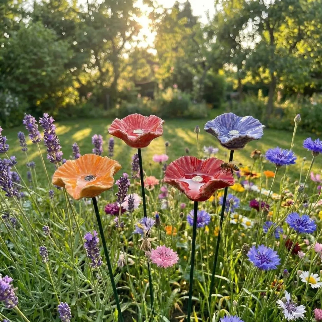 Fleurs Abeilles en Céramique – Abreuvoirs Décoratifs Résistants aux Intempéries