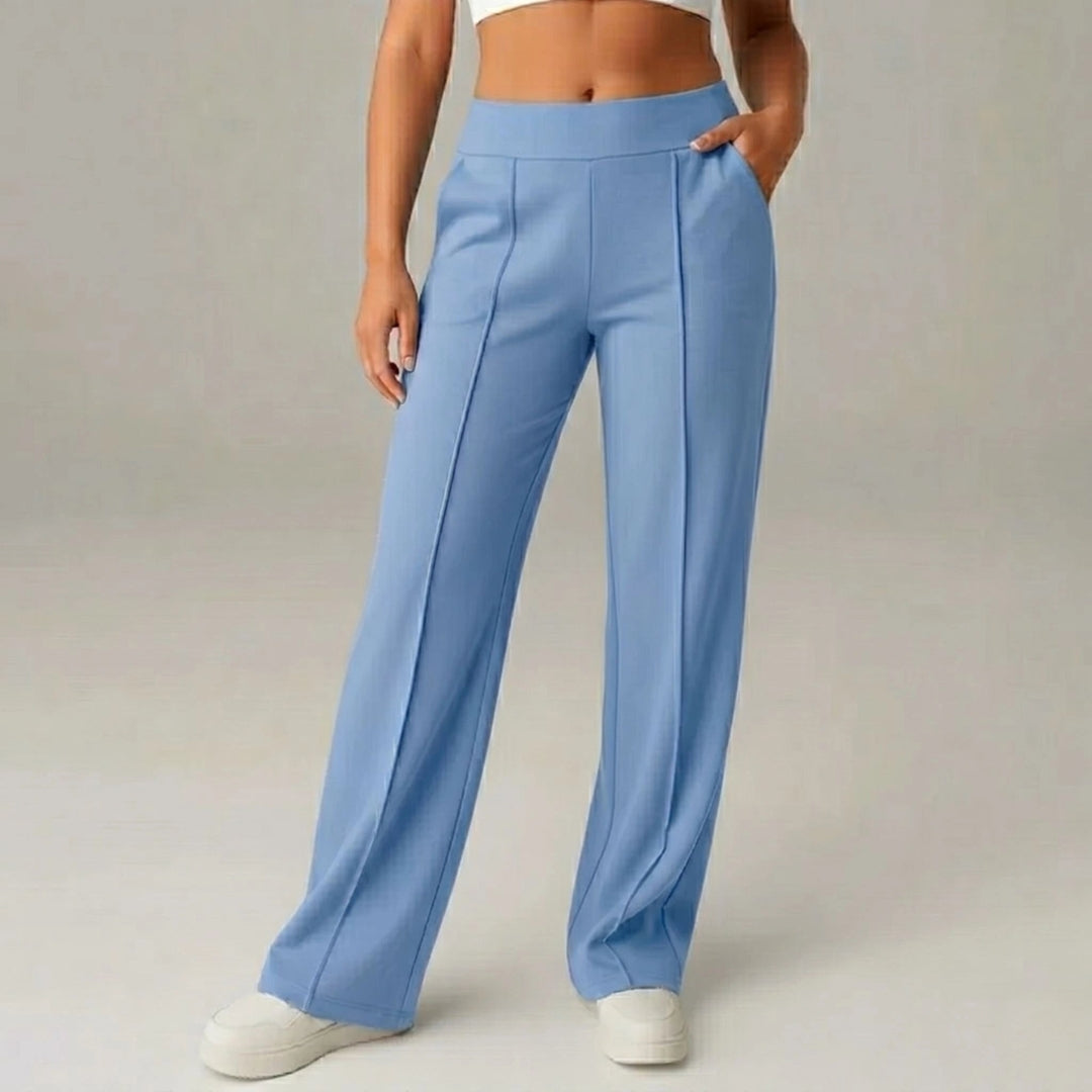 Pantalon Stretch Taille Haute Femme – Coupe Large Confort & Élégance