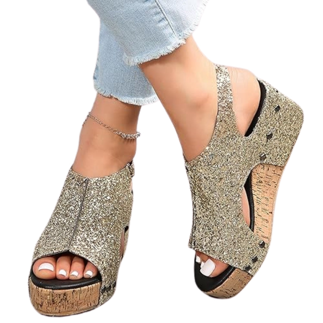 Sandales compensées à bride pour femmes, alliant élégance estivale et confort surélevé