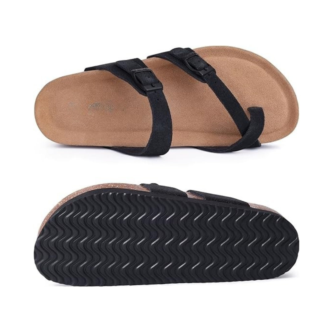 Sandales à plateforme en daim pour femme avec semelle intérieure en liège