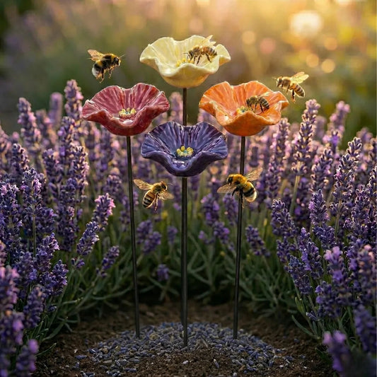 Fleurs Abeilles en Céramique – Abreuvoirs Décoratifs Résistants aux Intempéries