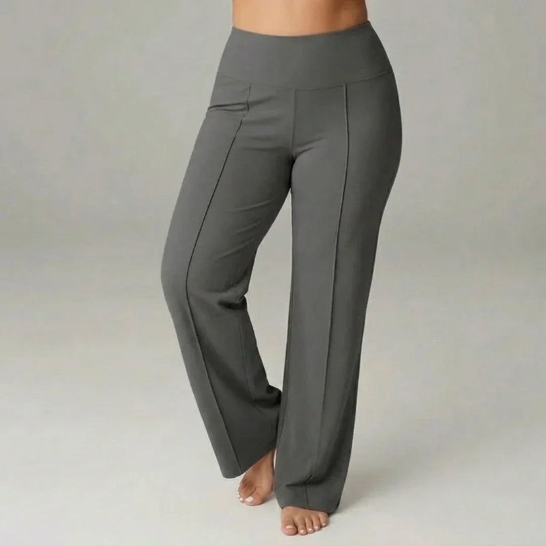Pantalon Stretch Taille Haute Femme – Coupe Large Confort & Élégance