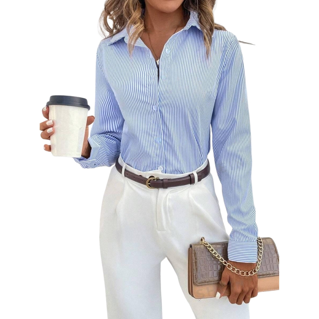 Chemisier femme à rayures printanières