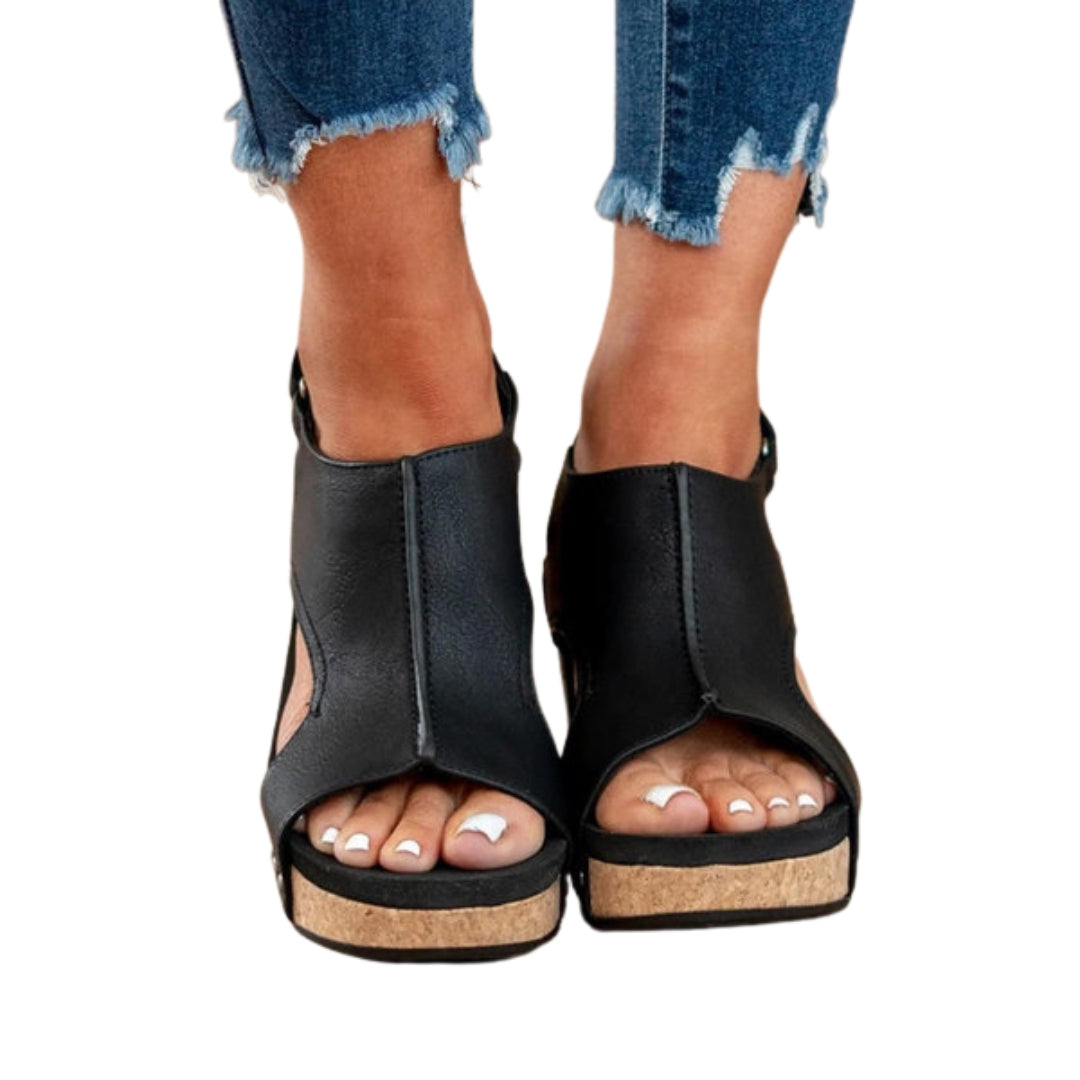 Sandales compensées à bride pour femmes, alliant élégance estivale et confort surélevé