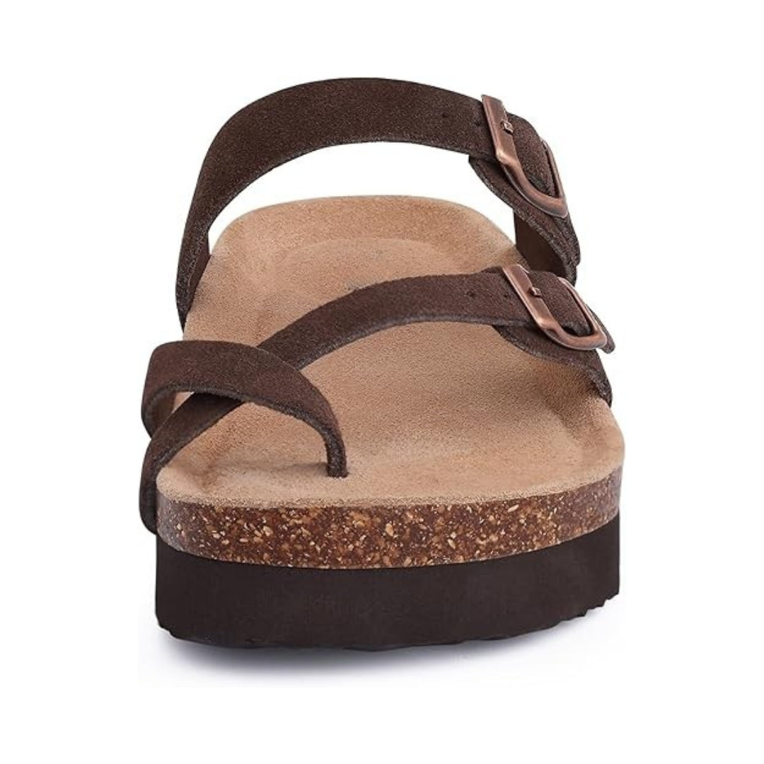 Sandales à plateforme en daim pour femme avec semelle intérieure en liège
