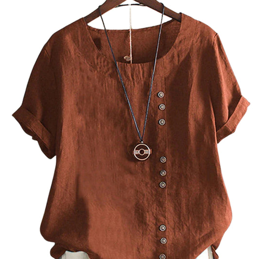 Blouse décontractée à manches courtes pour femme