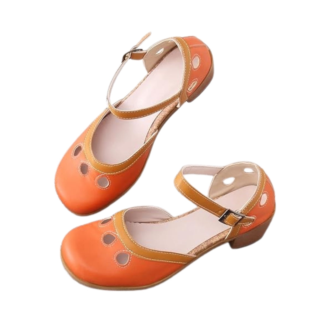 Sandales à petit talon avec boucle décorative pour femme