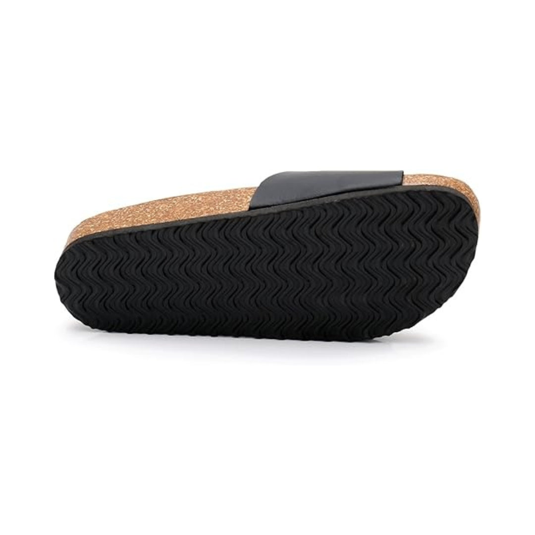 Sandales à enfiler pour femmes en daim de vache avec semelle en liège