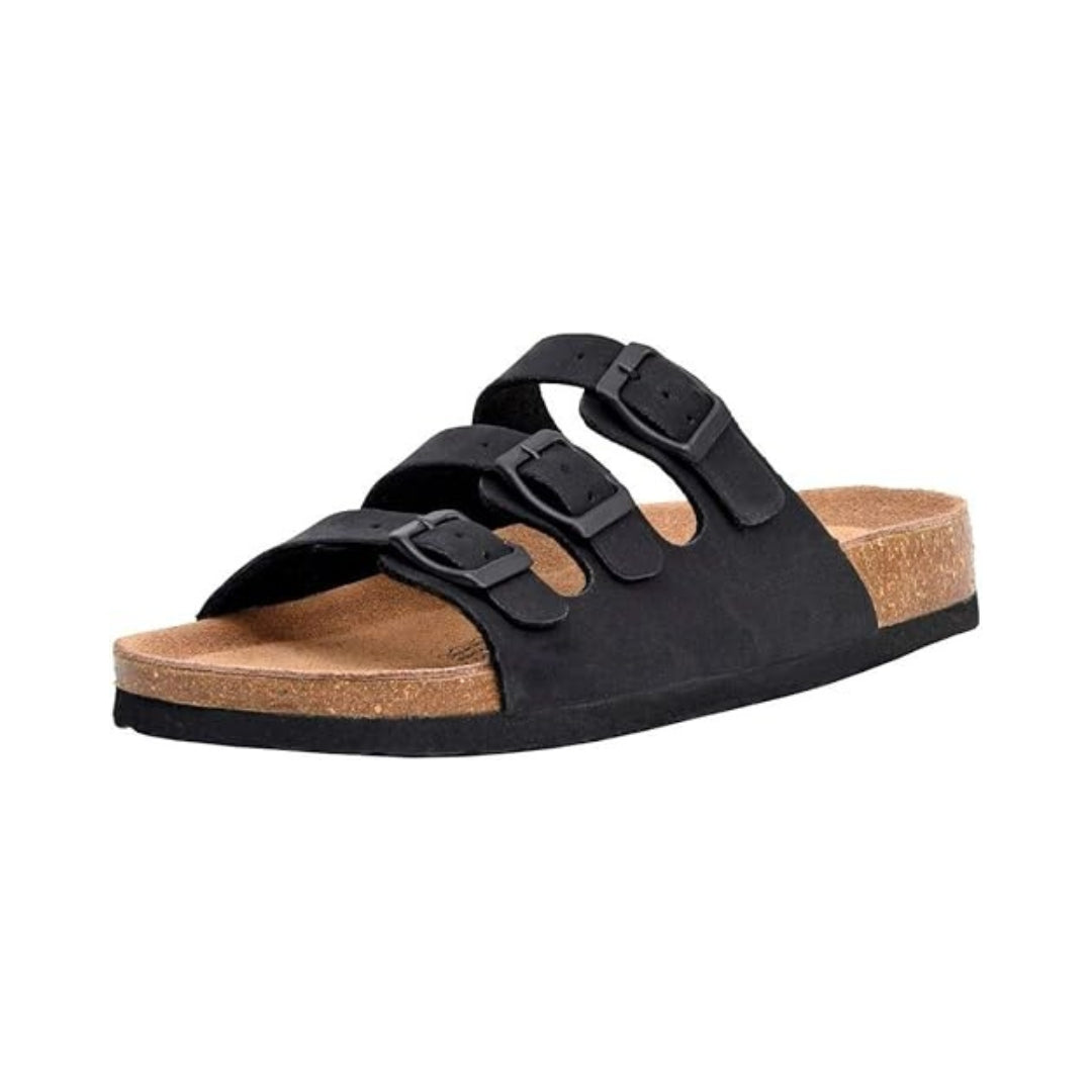 Sandales unisexe avec semelle en liège et brides à boucle