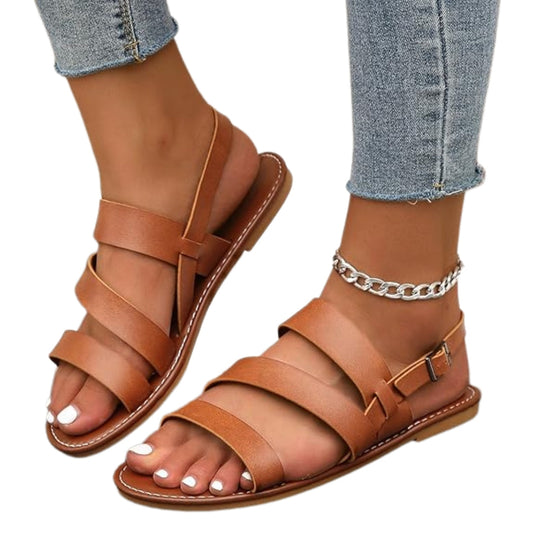 Sandales plates à bout ouvert pour femme, pour un confort orthopédique et un style estival