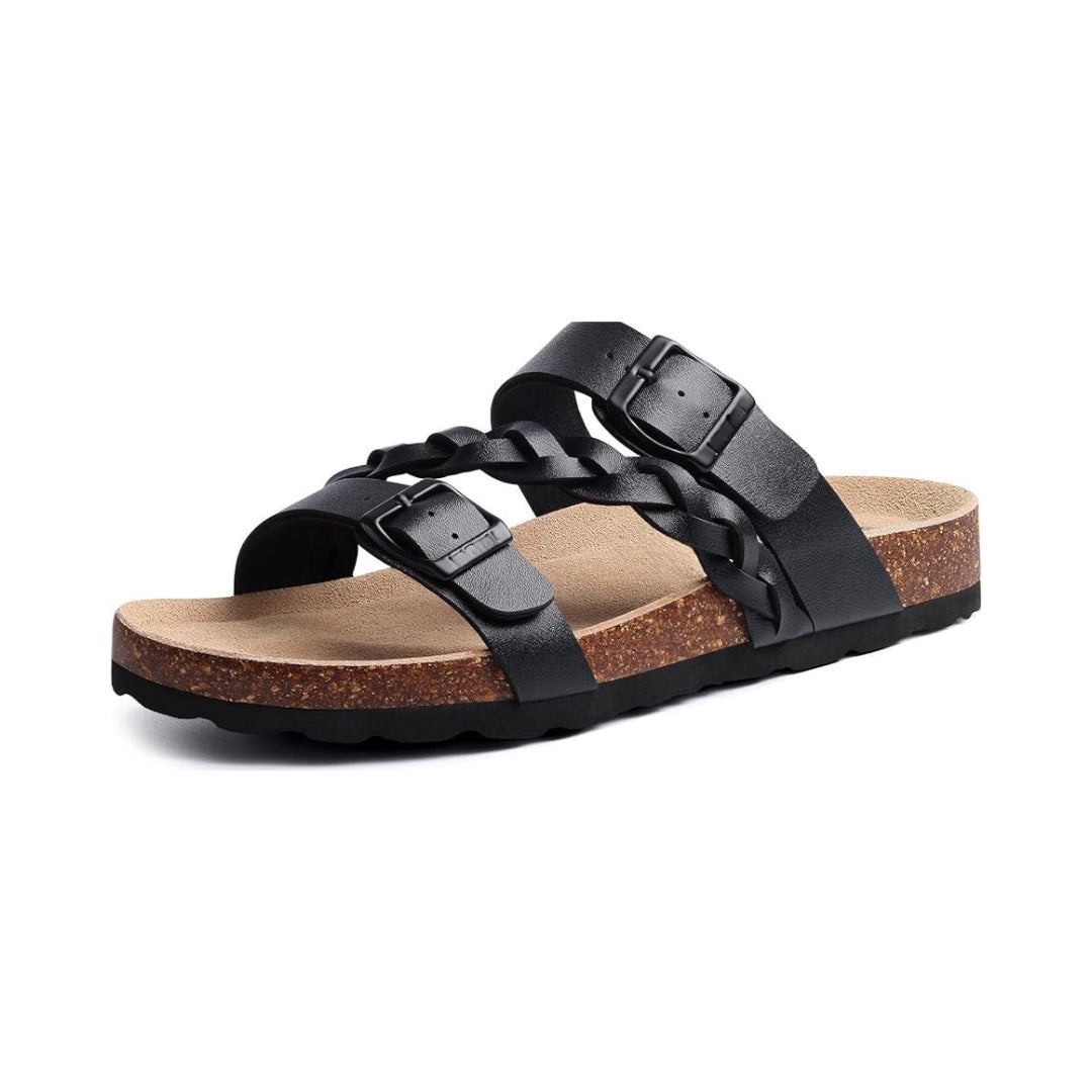 Sandales en liège avec design tressé et boucle réglable