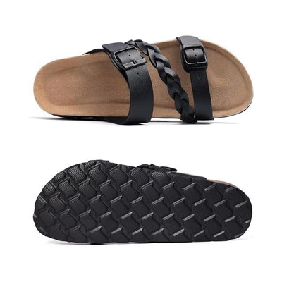 Sandales en liège avec design tressé et boucle réglable