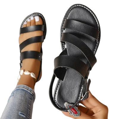 Sandales plates à bout ouvert pour femme, pour un confort orthopédique et un style estival
