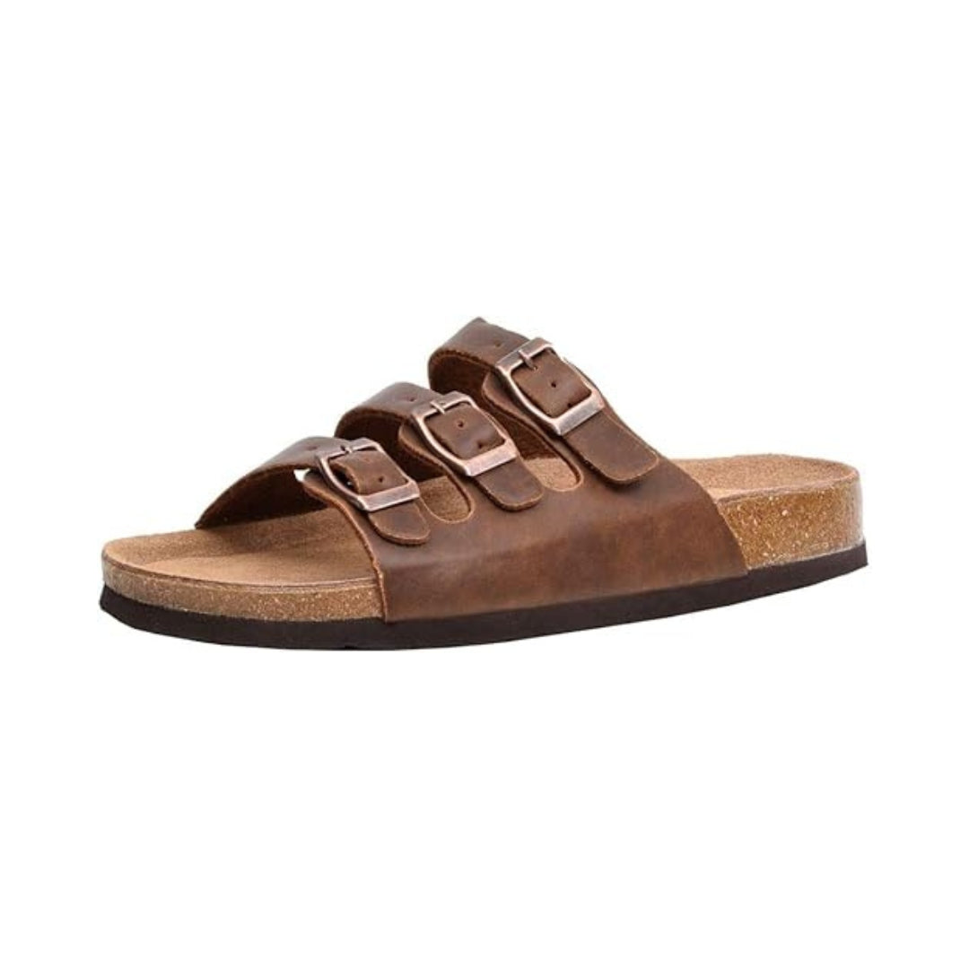 Sandales unisexe avec semelle en liège et brides à boucle