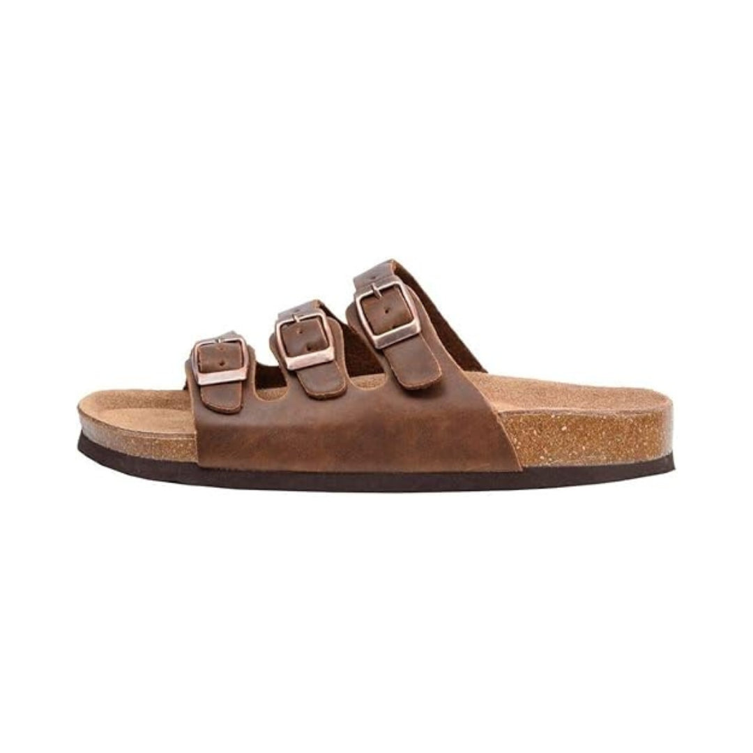 Sandales unisexe avec semelle en liège et brides à boucle