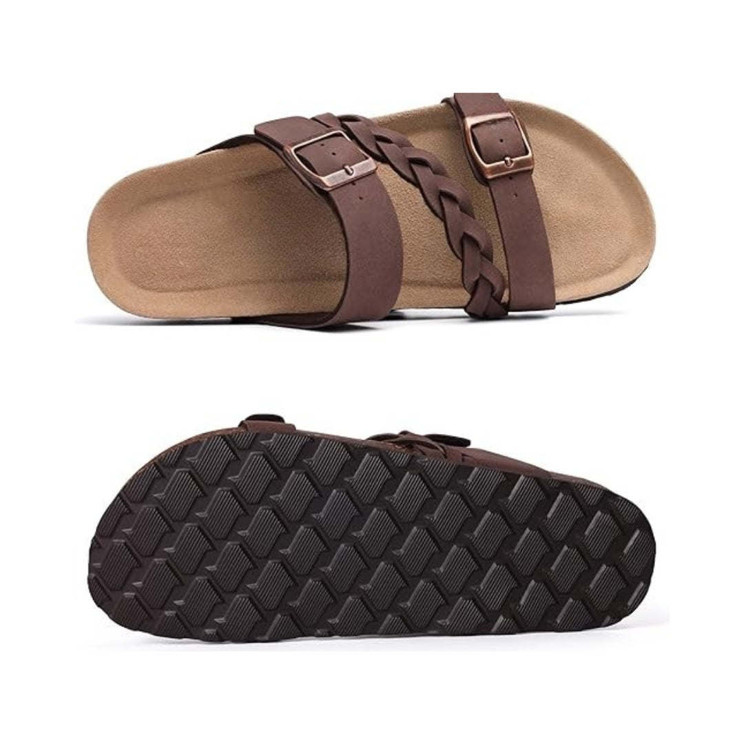 Sandales en liège avec design tressé et boucle réglable