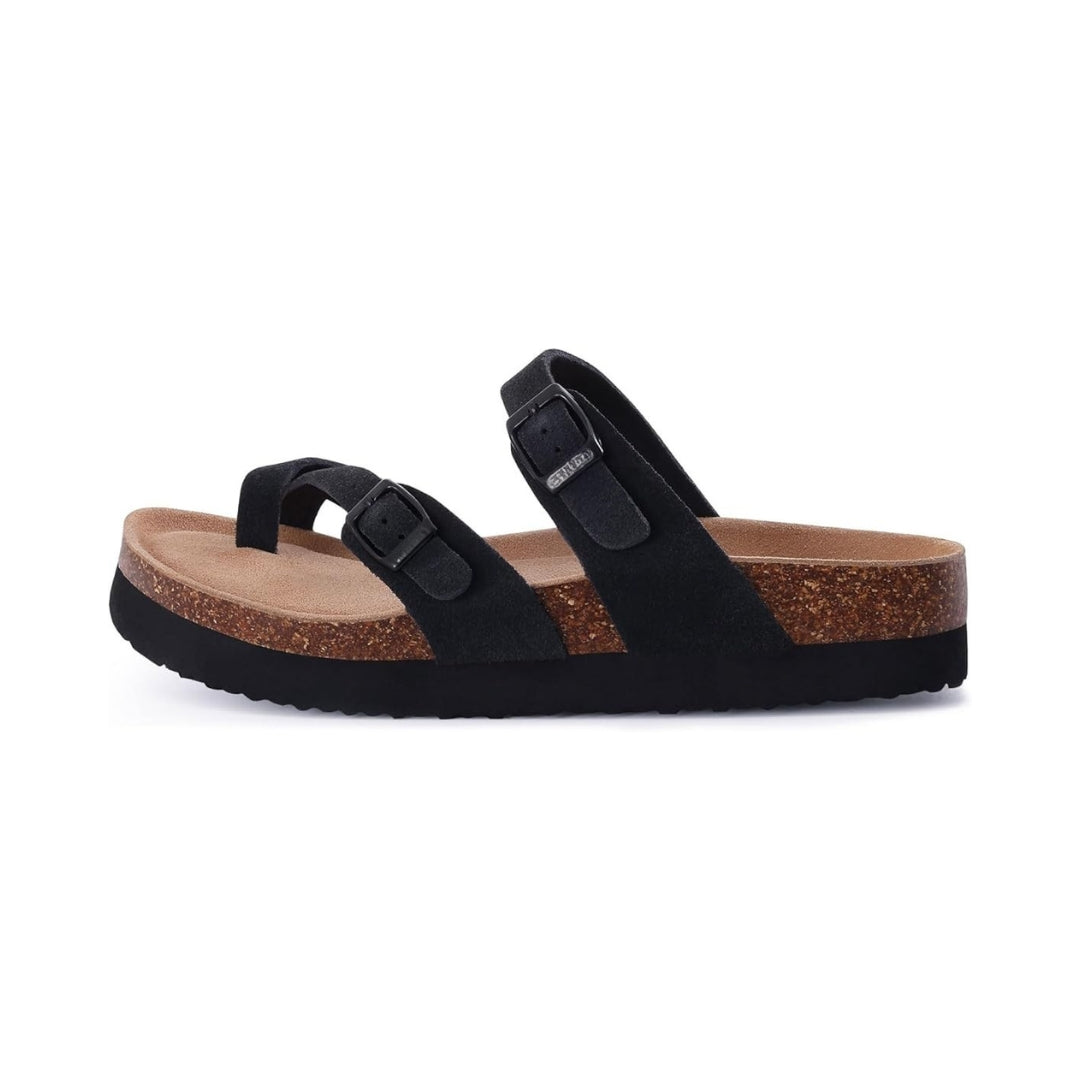 Sandales à plateforme en daim pour femme avec semelle intérieure en liège