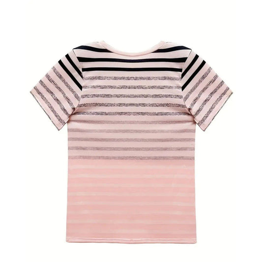 T-shirt à rayures dégradées pour femme – Confort léger et style estival