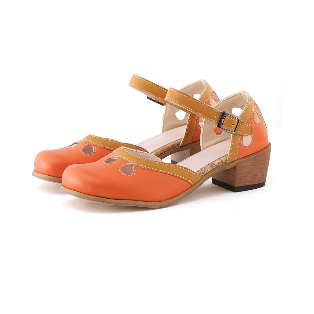 Sandales à petit talon avec boucle décorative pour femme