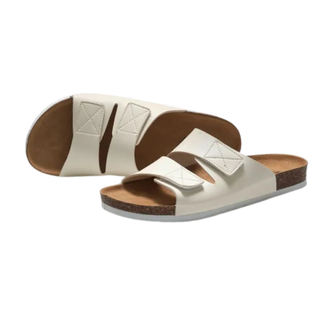 Sandales plates  au style coréen avec fermeture velcro et semelle en liège